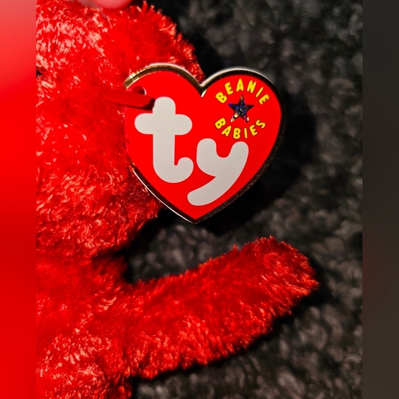 "Sizzle" Red Teddy Bear Beanie Baby and Beanie Buddy - 2 Lot - Picture 2 of 3
